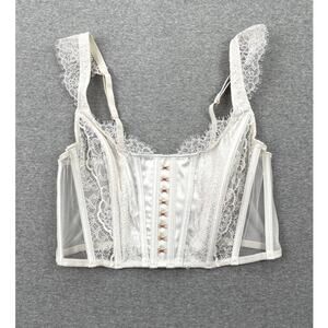 Victoria’s Secret Dream Angels White Lace Corset Top Size M Cami Longline Bra